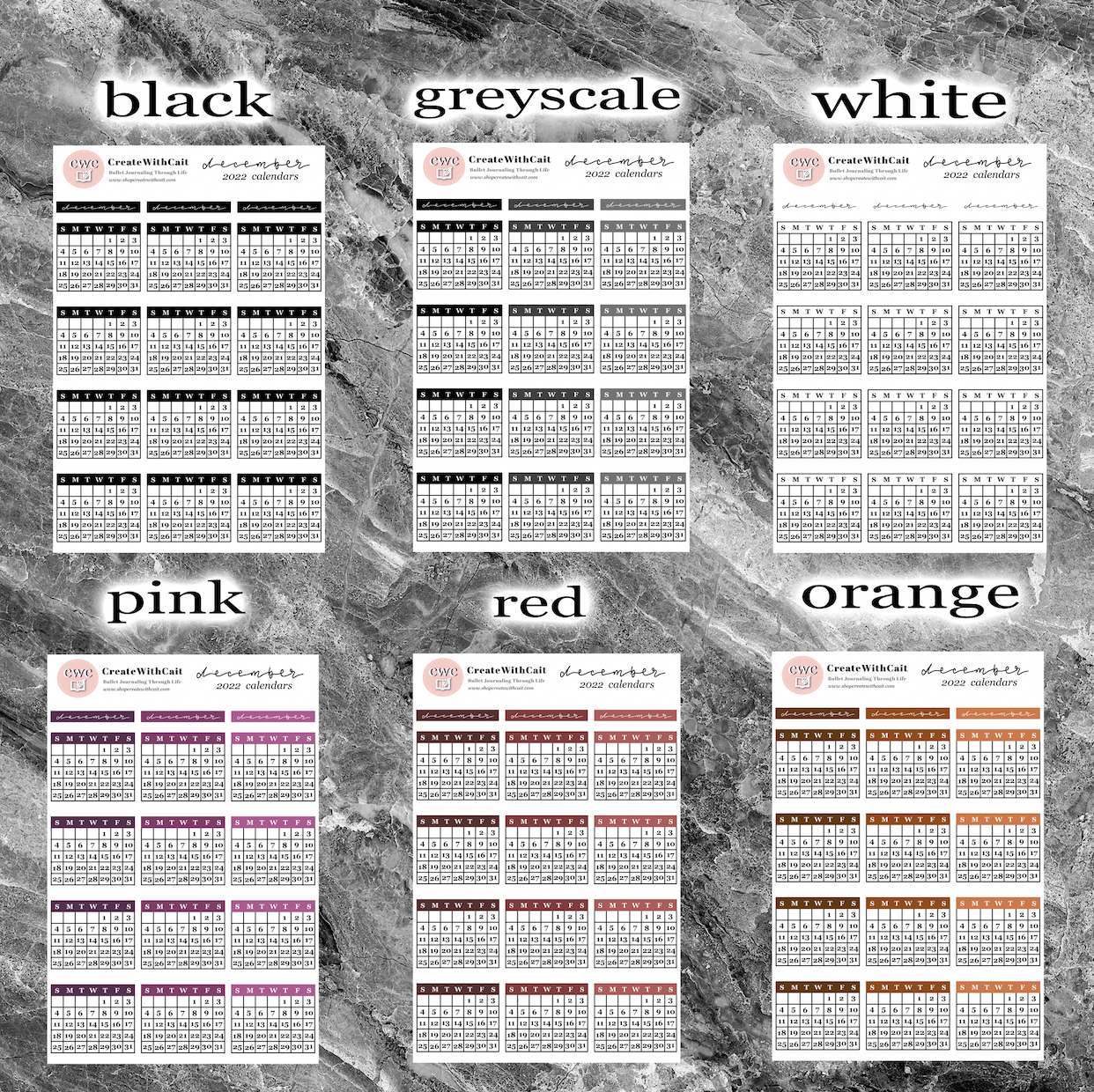 Dated Monthly Calendar Sticker Sheets