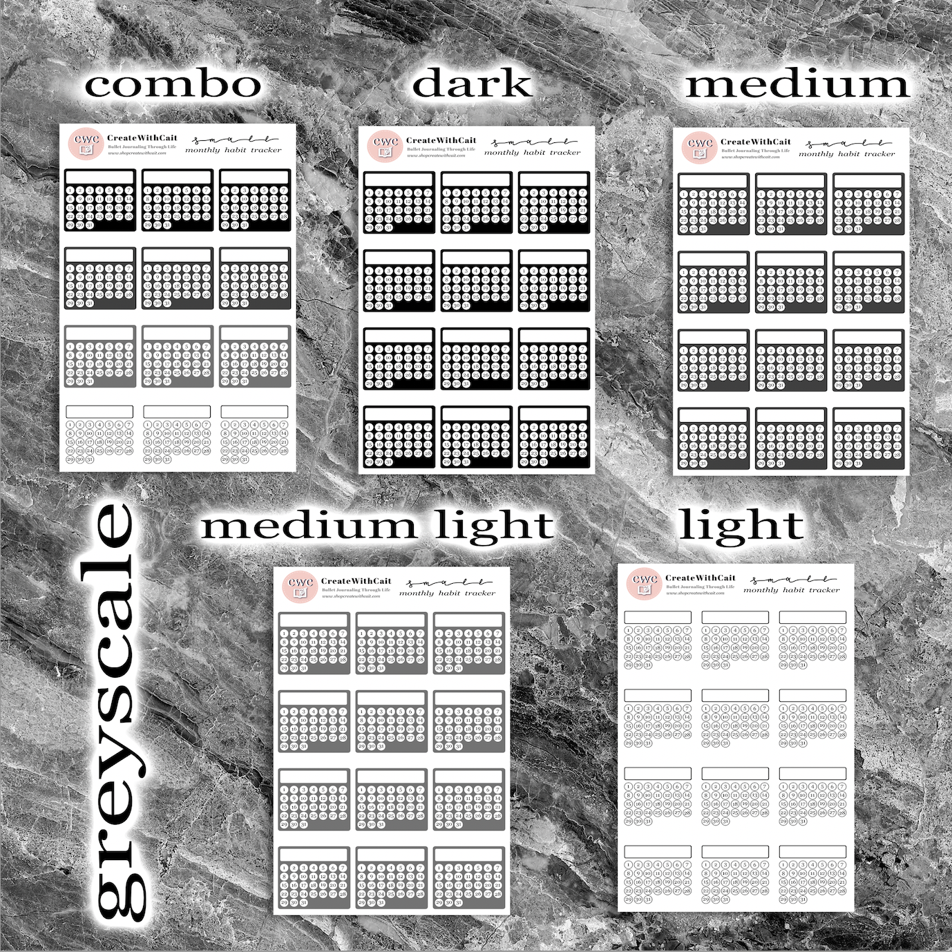 Small Monthly Habit Trackers