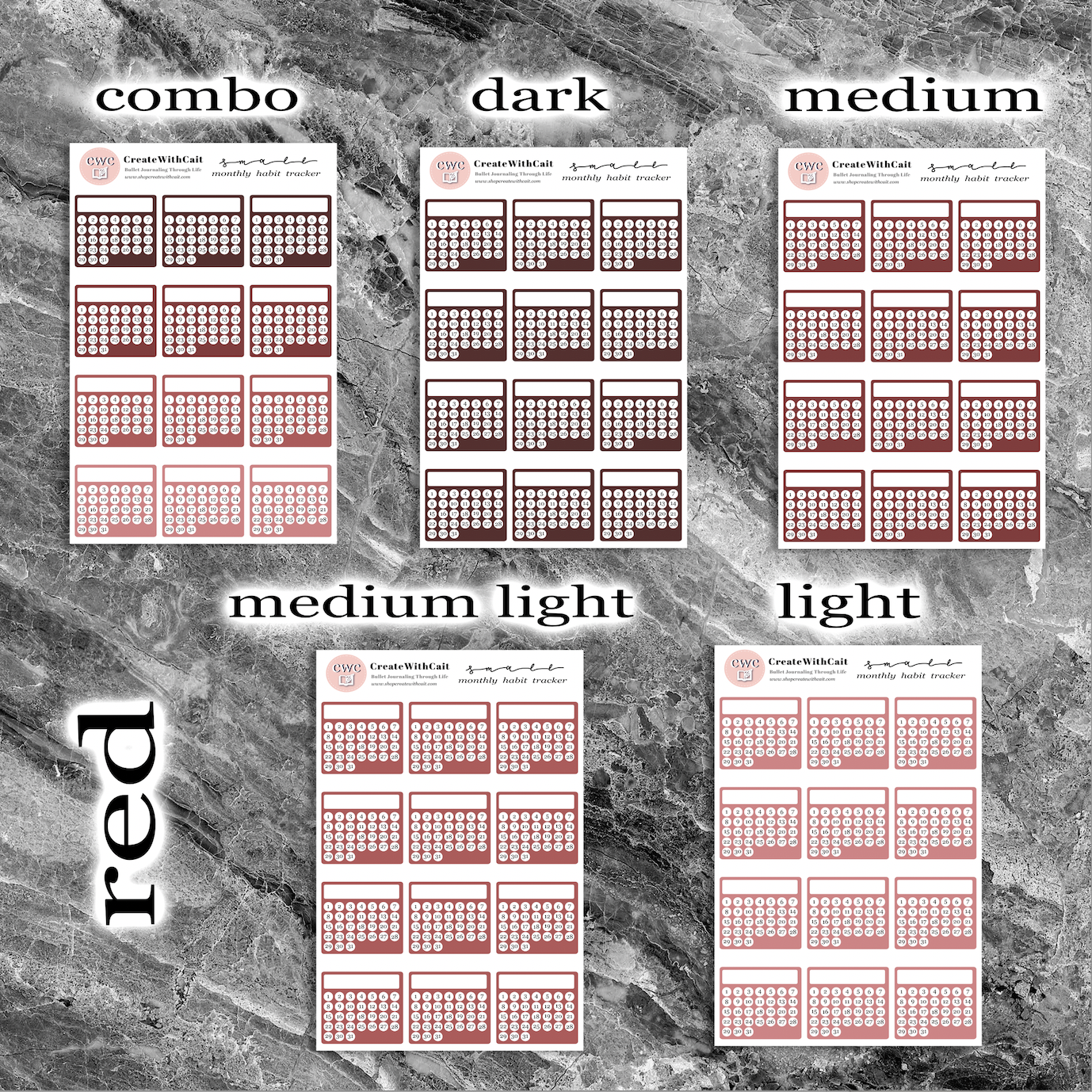 Small Monthly Habit Trackers