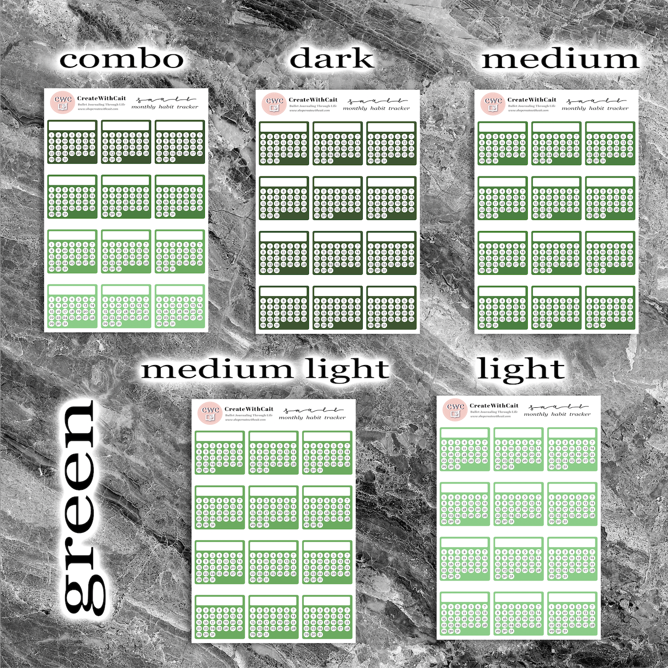 Small Monthly Habit Trackers