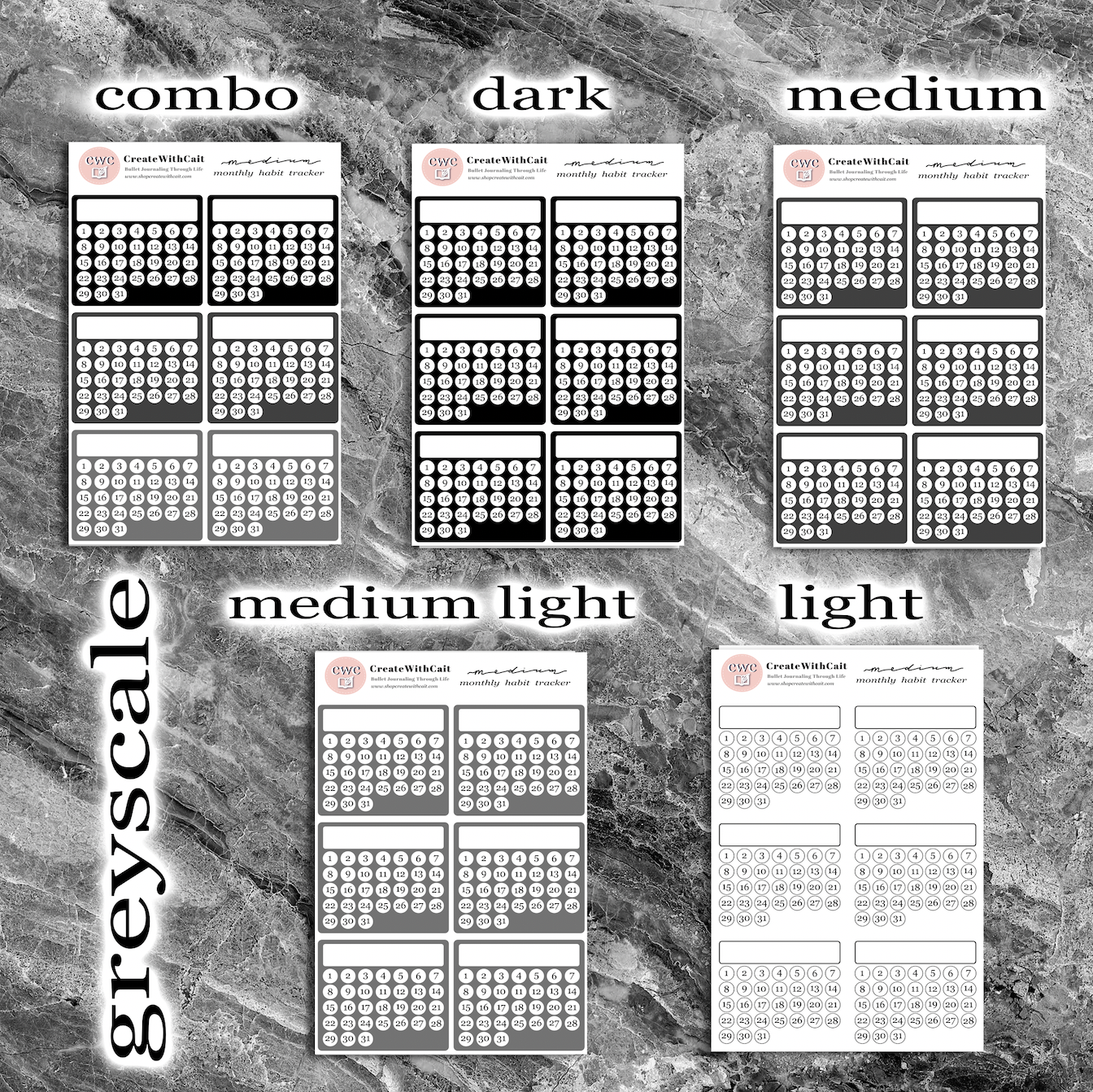 Medium Monthly Habit Trackers