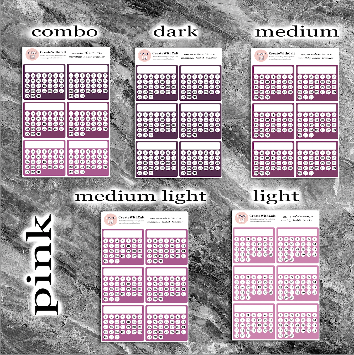 Medium Monthly Habit Trackers