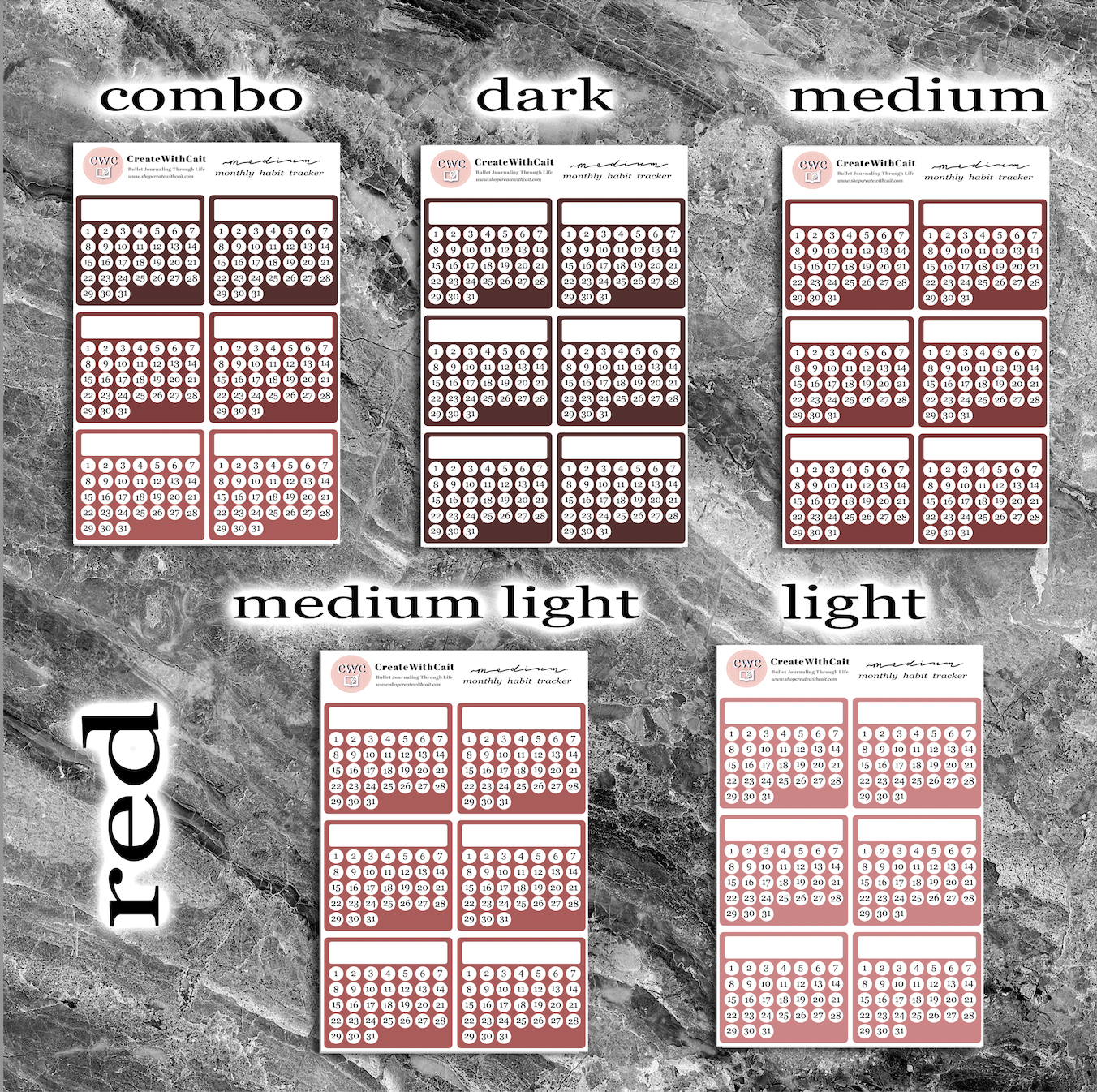 Medium Monthly Habit Trackers