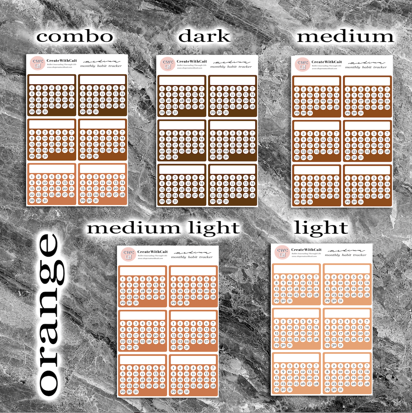 Medium Monthly Habit Trackers