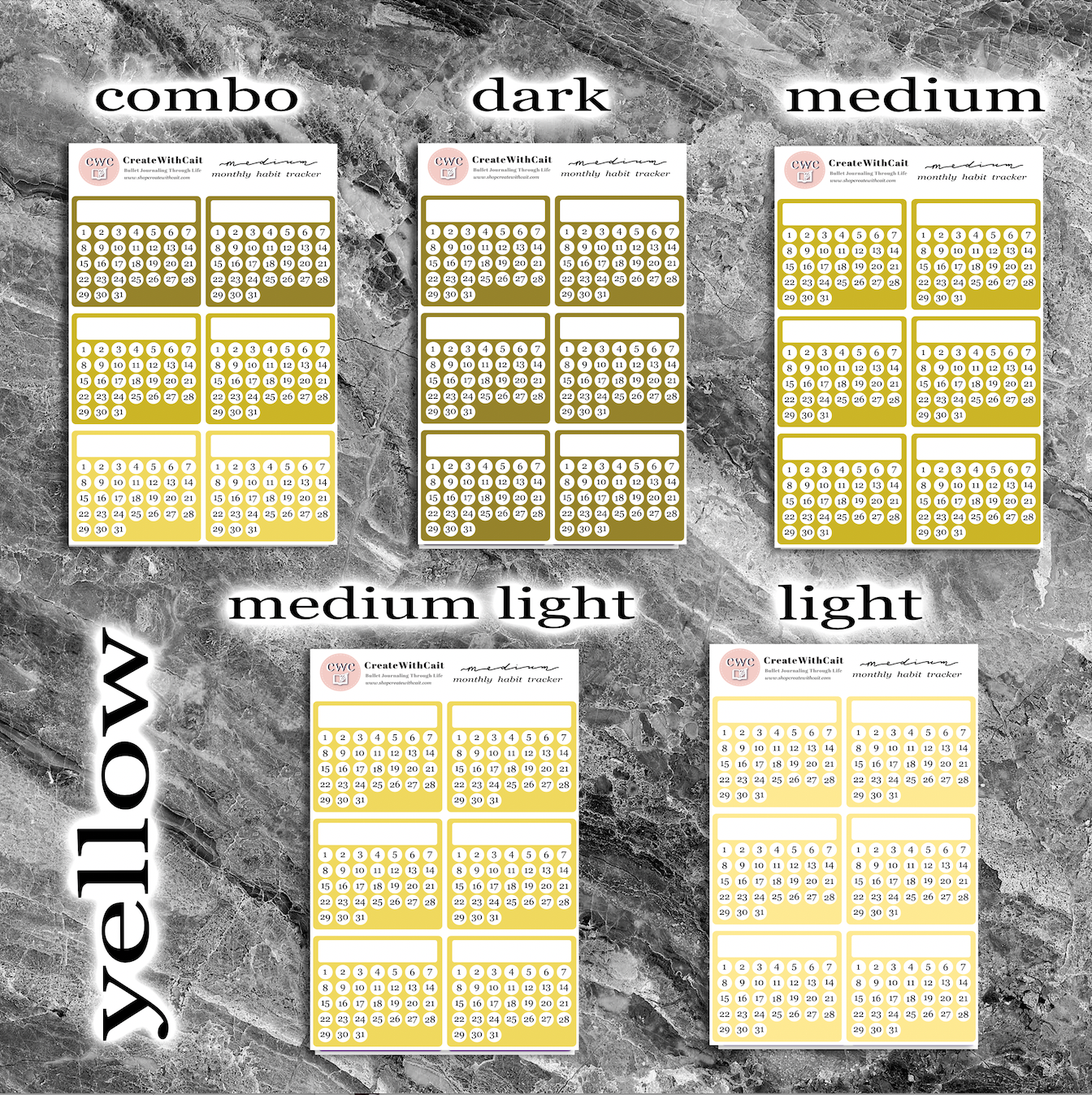 Medium Monthly Habit Trackers