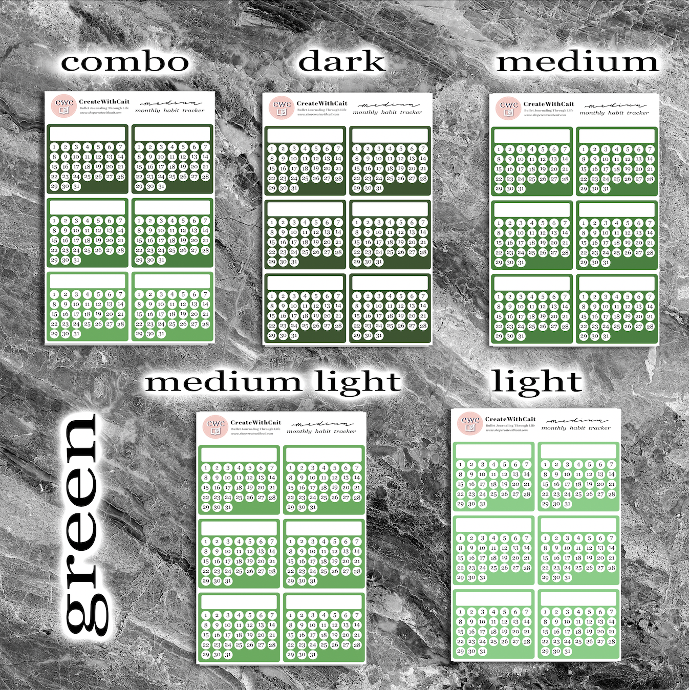 Medium Monthly Habit Trackers