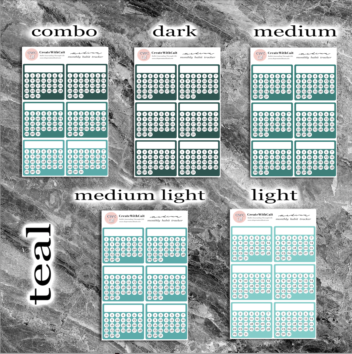 Medium Monthly Habit Trackers
