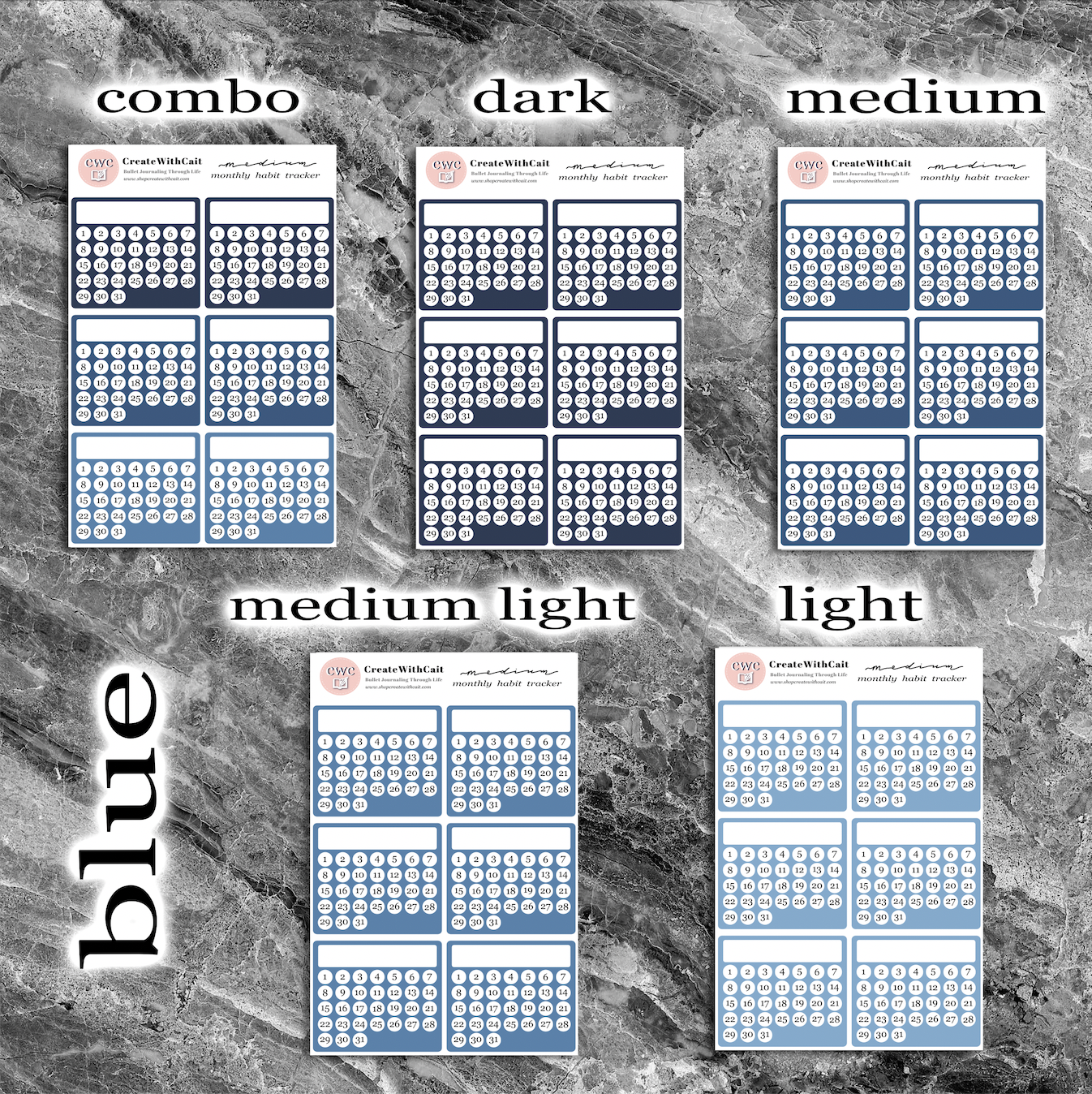 Medium Monthly Habit Trackers