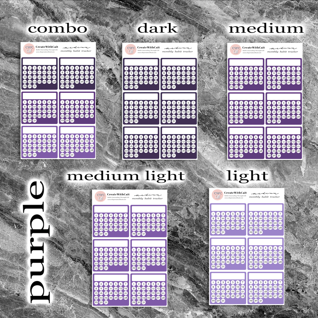 Medium Monthly Habit Trackers
