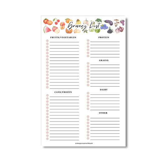 Grocery List Fruits and Veggies Planner - 5.5" x 8.5"