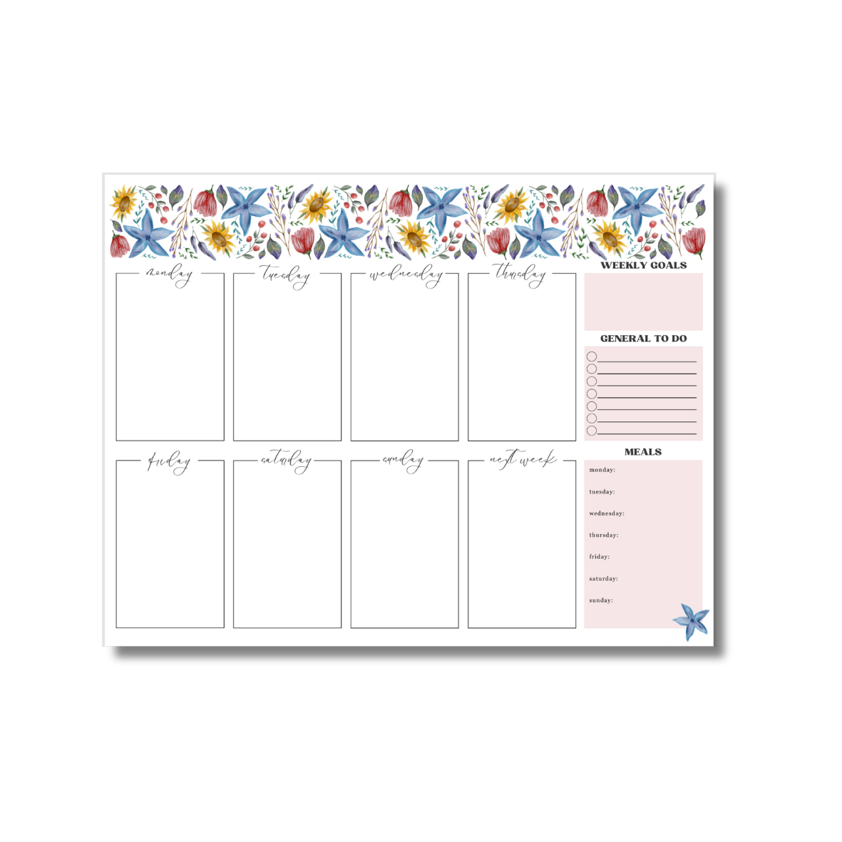 Floral Weekly Planner Notepad - 8.5" x 11"