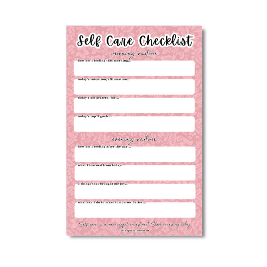 Self Care Checklist Notepad - 5.5" x 8.5"