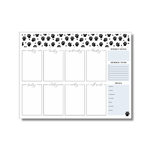 Paws Weekly Planner Notepad - 8.5" x 11"