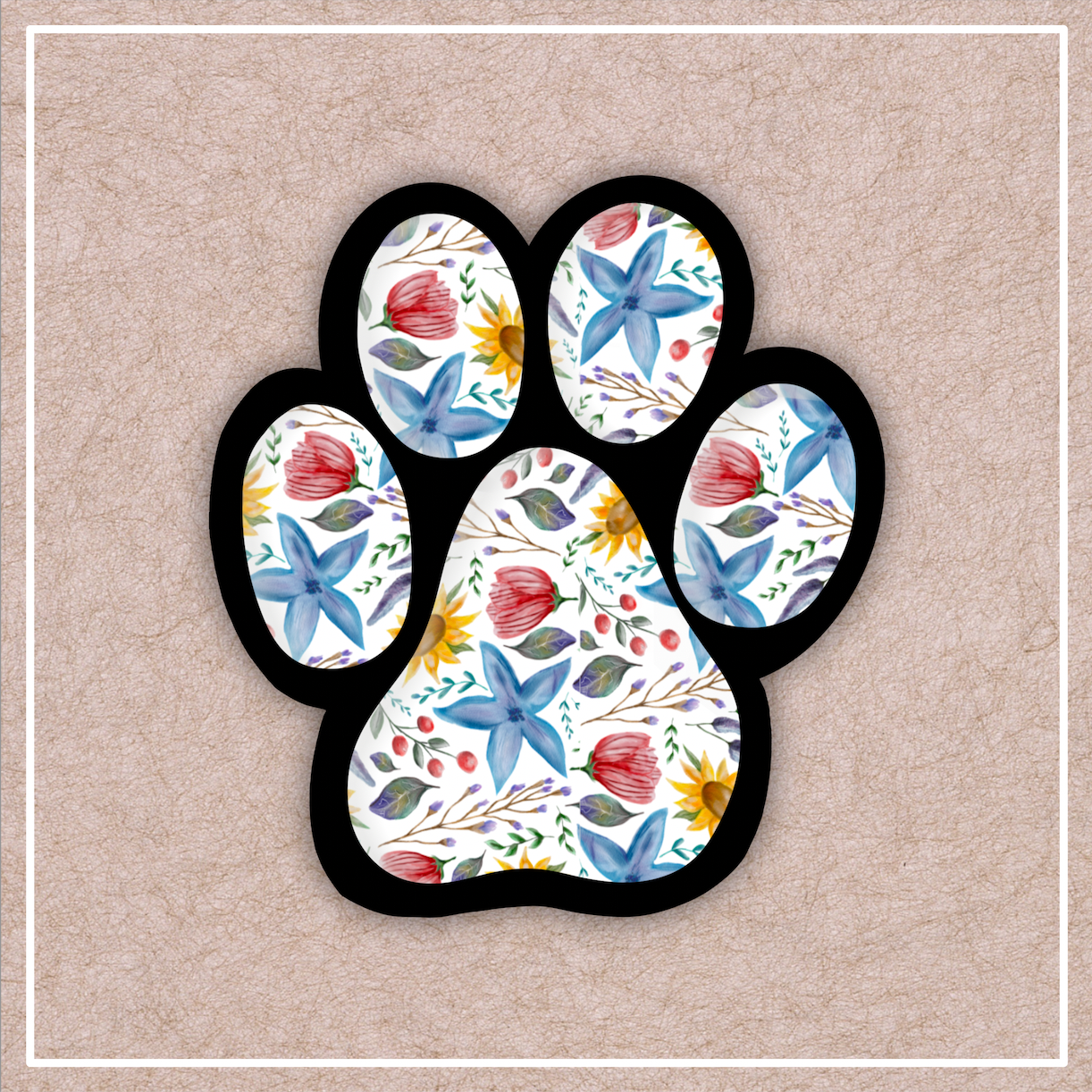 Floral Paw Print Sticker