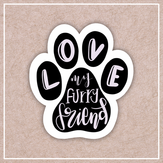 Love My Furry Friend Paw Print Sticker