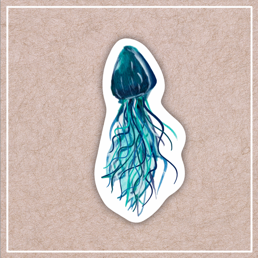 Blue Jellyfish Vinyl Sticker