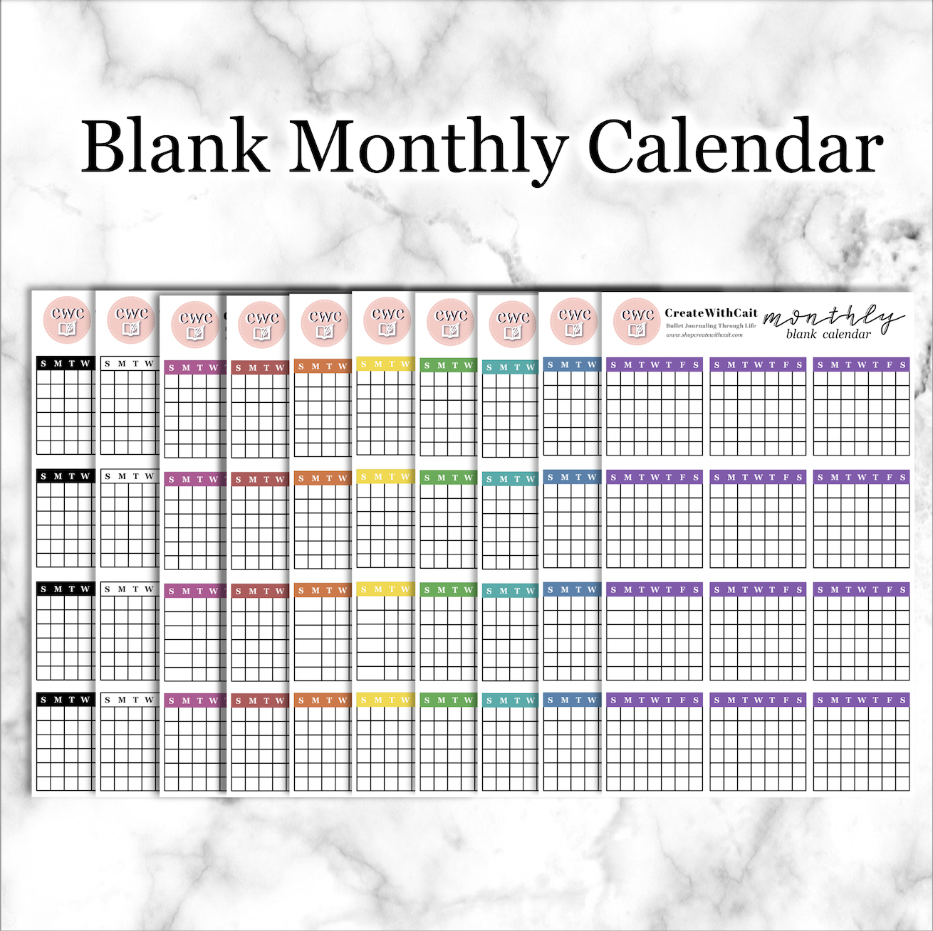 Blank Monthly Sticker Sheets