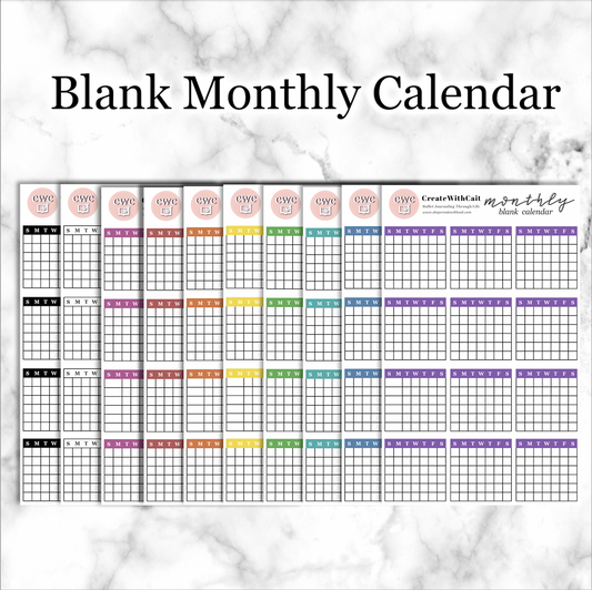 Blank Monthly Sticker Sheets