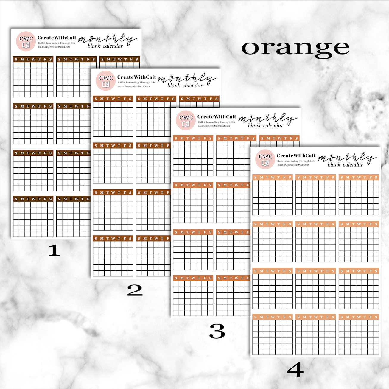 Blank Monthly Sticker Sheets