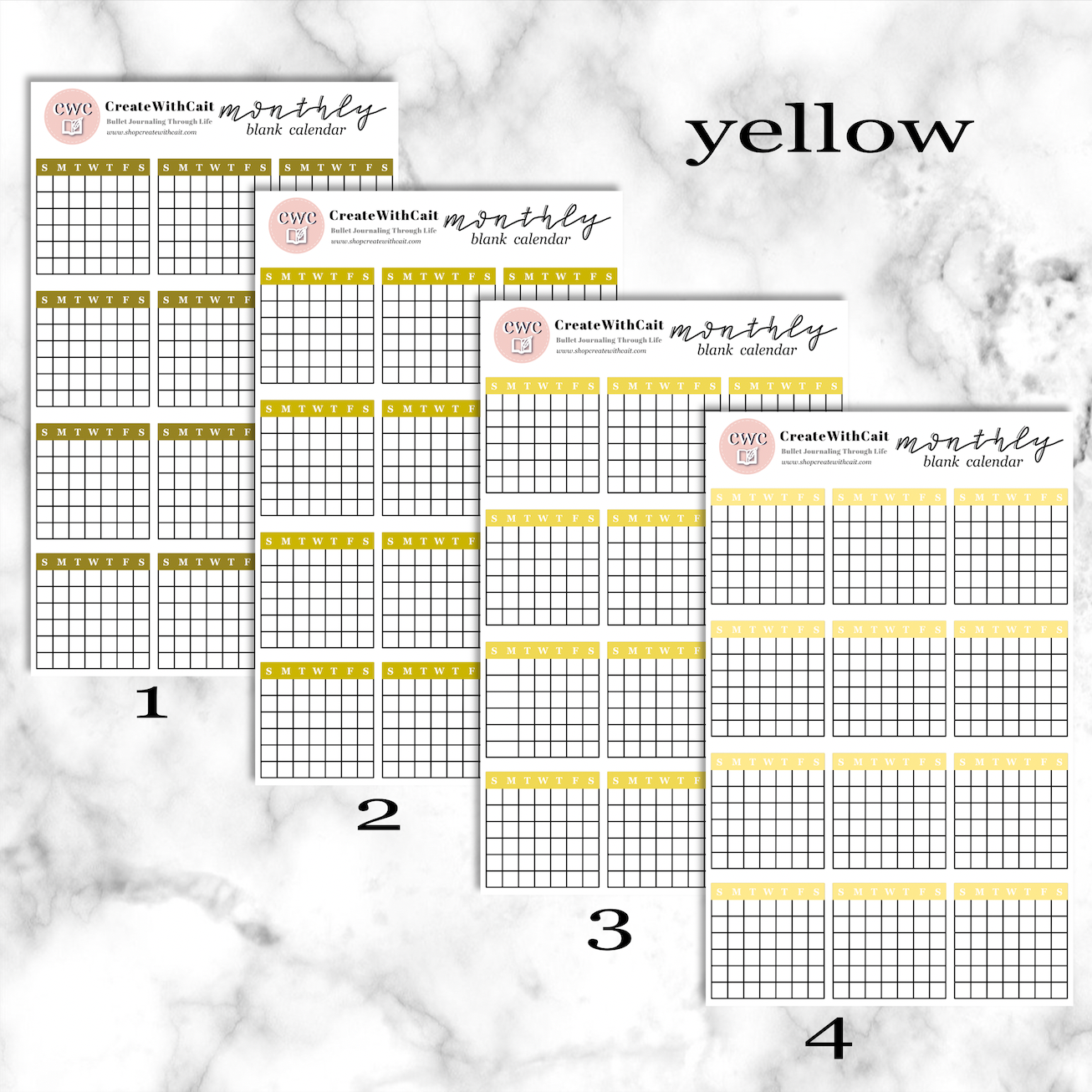 Blank Monthly Sticker Sheets