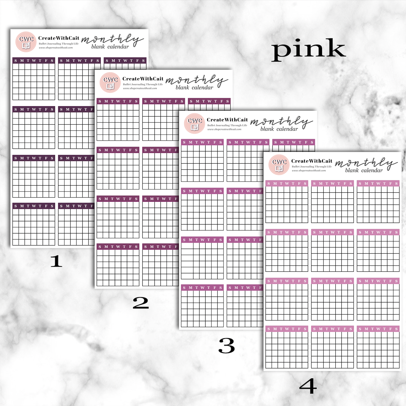 Blank Monthly Sticker Sheets