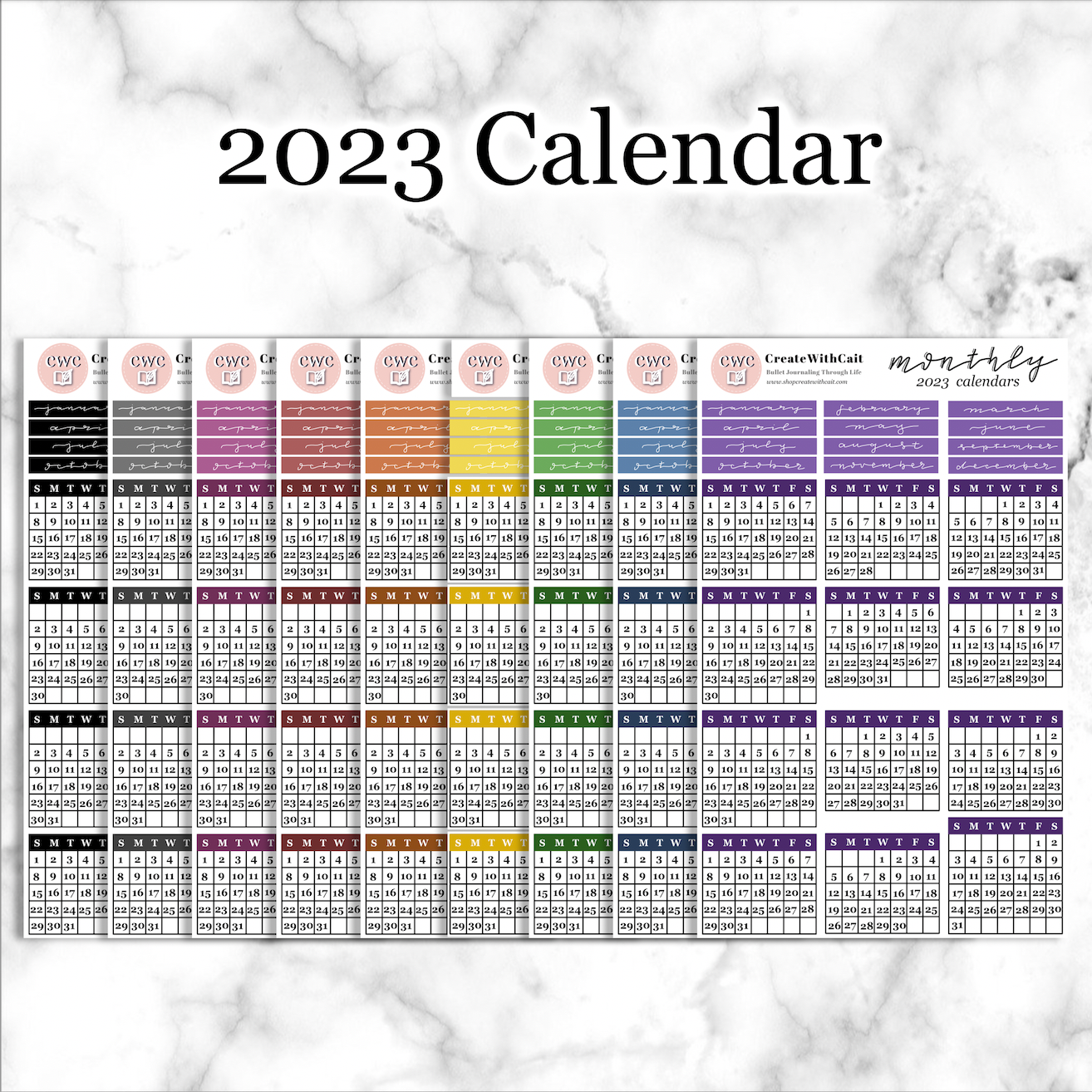 2023 Calendar Sticker Sheets