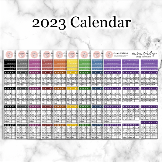 2023 Calendar Sticker Sheets