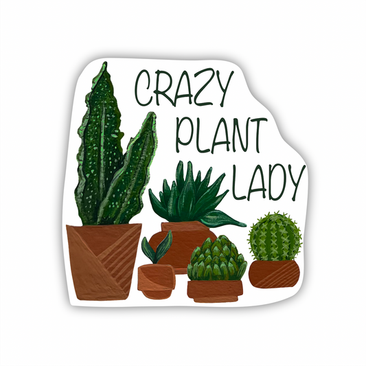 Cactus "Crazy Plant Lady" Sticker